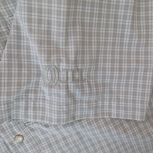 Poncho Pearl Snap Shirt Western Mens Medium Short Sleeve Double Pockets Vented - Picture 10 of 10